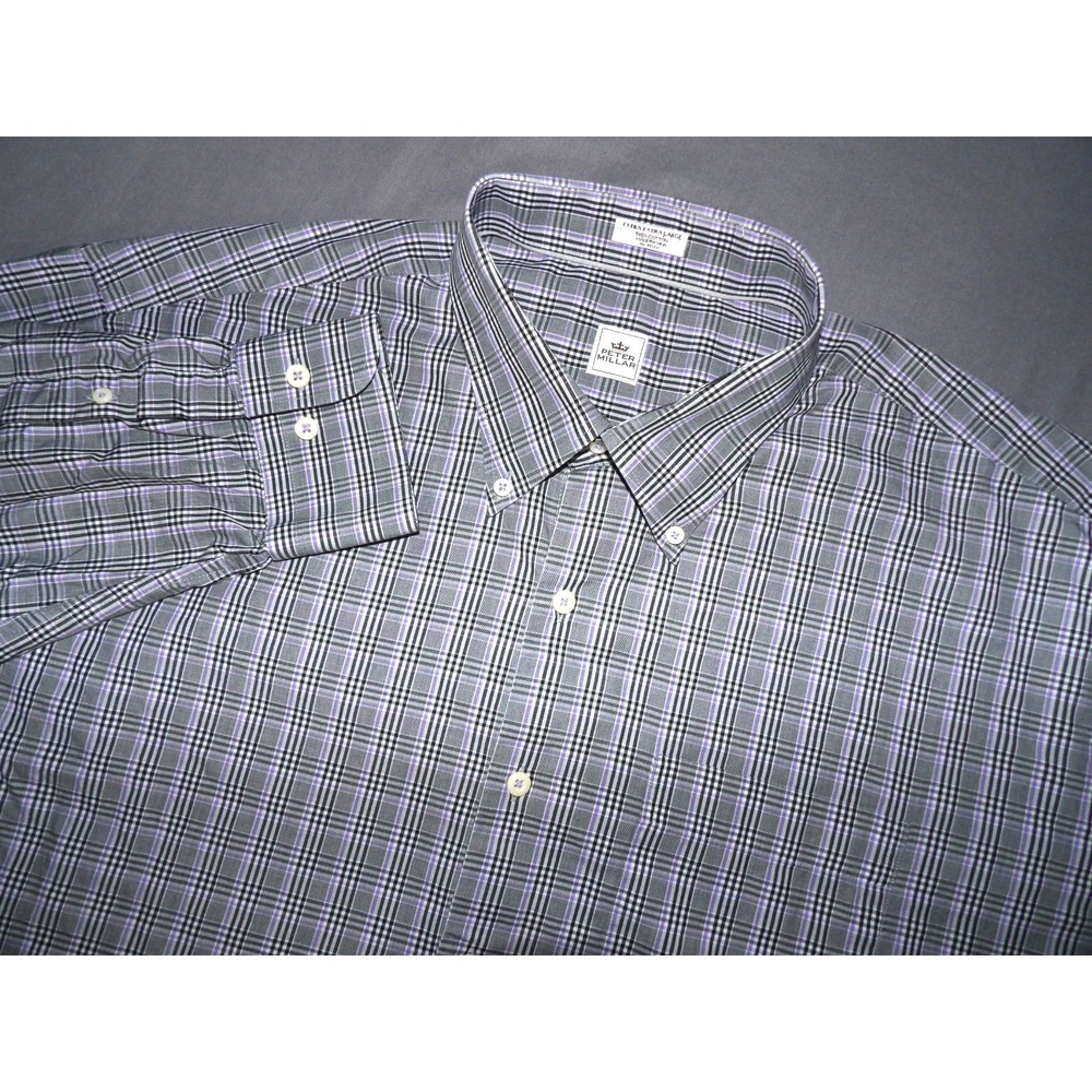 Peter Millar 100% Cotton Long Sleeved Plaid Button Up Shirt Men's XXL